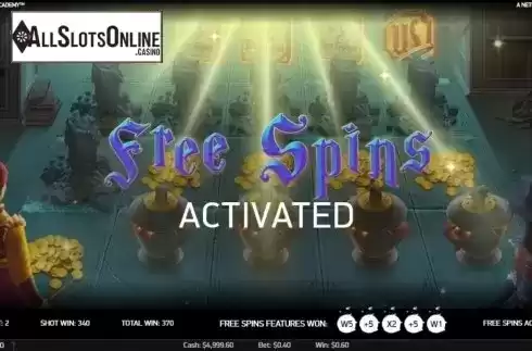 Free Spins screen. Witchcraft Academy from NetEnt