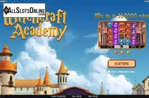 Intro Game screen. Witchcraft Academy from NetEnt