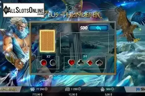 Gamble screen. Zeus the Thunderer from MrSlotty