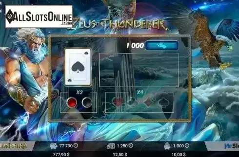Gamble win screen. Zeus the Thunderer from MrSlotty