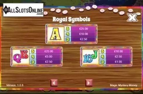 Paytable 2. Magic Mystery Money from Live 5