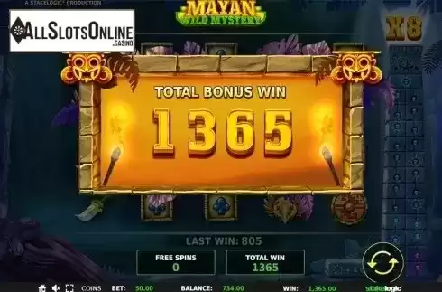 Total win screen . Mayan Wild Mystery from StakeLogic