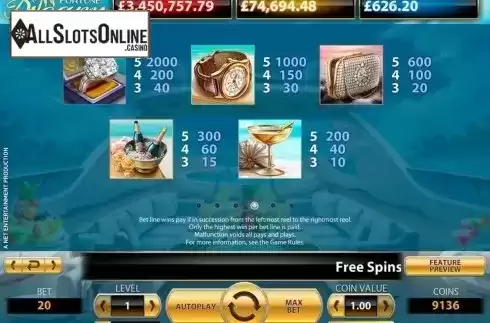 Paytable 4. Mega fortune dreams from NetEnt