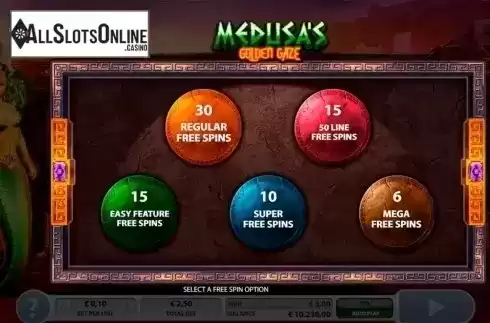 Select free spins. Medusa's Golden Gaze from 2by2 Gaming