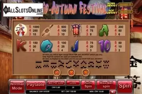 Paytable. Mid-Autumn Festival (Aiwin Games) from Aiwin Games