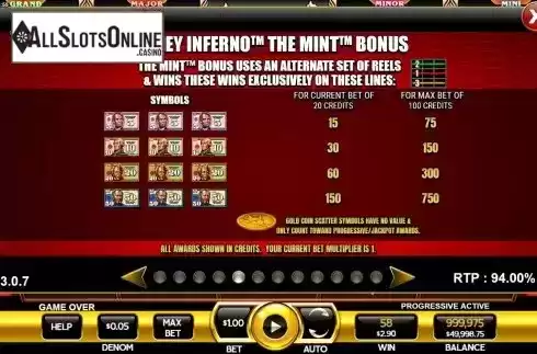 Mint bonus screen