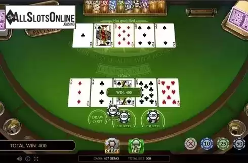 Win screen. Oasis Poker Classic from Evoplay Entertainment