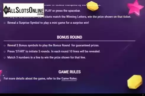 Game Rules screen 2