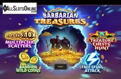 Start Screen. Barbarian Treasures from Cayetano Gaming