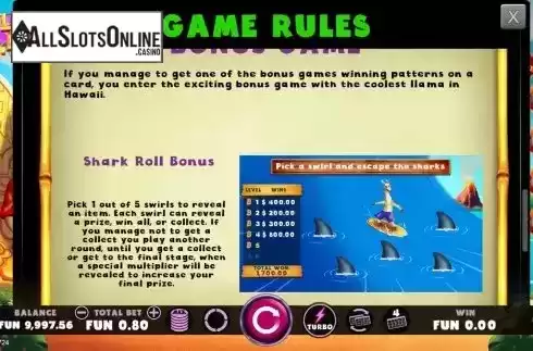 Bonus game screen 2