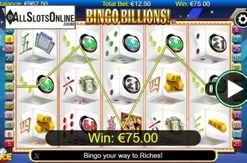 Win Screen. Bingo Billions Dice from NextGen