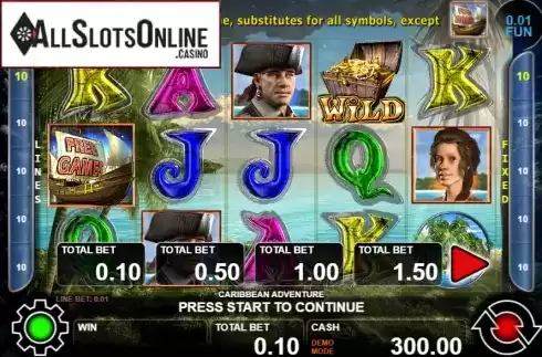 Reel screen. Caribbean Adventure from Casino Technology