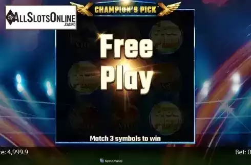 Win Free play screen