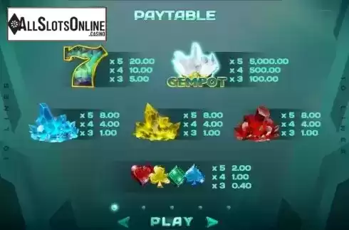PayTable screen