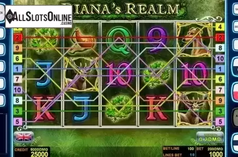 Reels screen. Dianas Realm Deluxe from Novomatic