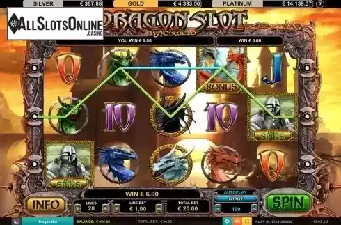 Win screen. Dragon Slot Jackpot from Leander Games