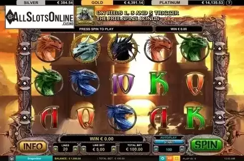 Reels screen. Dragon Slot Jackpot from Leander Games