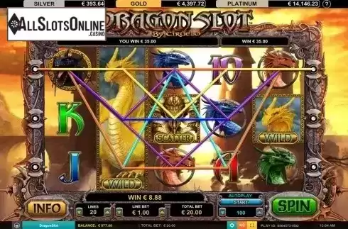 Wild win screen. Dragon Slot Jackpot from Leander Games