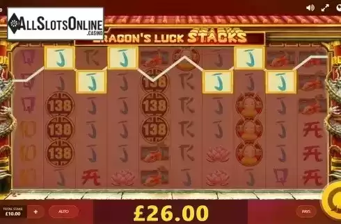 Win screen. Dragon's Luck Power Reels from Red Tiger