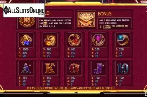 Paytable screen 1. Eternity of Diamond from Iconic Gaming