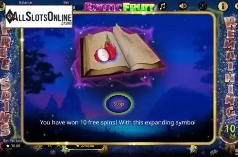 Free spin. Exotic Fruit Deluxe from Booming Games
