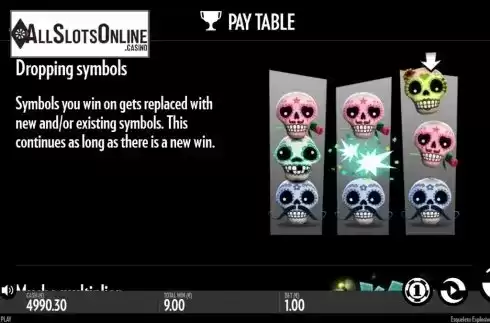 Payteble dropping symbols. Esqueleto Explosivo from Thunderkick