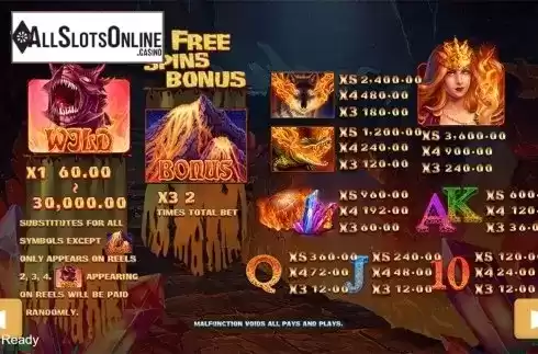 Paytable . Fire Queen (PlayStar) from PlayStar