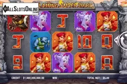 Reel Screen. Flaming Super Smash from Slot Factory