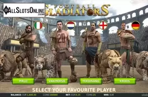Intro screen. Football Gladiators from StakeLogic