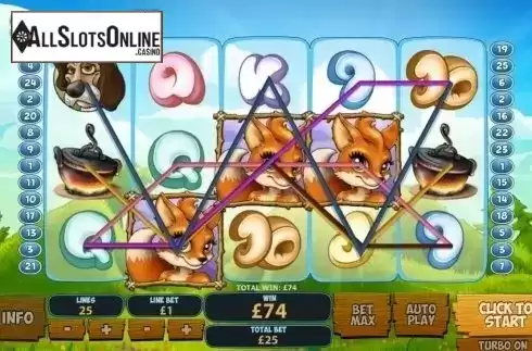 Freespins win screen. Fortunes Of The Fox from Playtech