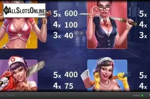 Paytable 3. Four Femme Fatales from Skywind Group