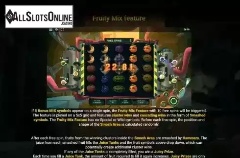 Fruity mix feature screen