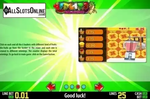 Paytable 3. Fruits Dimension HD from World Match