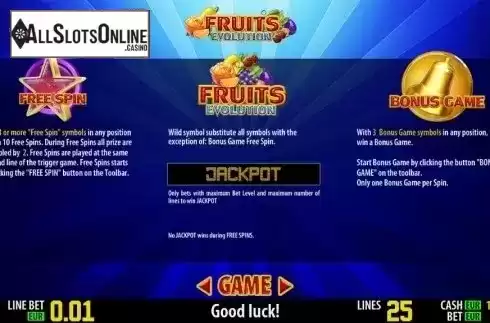 Paytable 2. Fruits Evolution HD from World Match