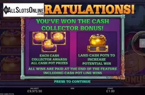 Bonus Game 2. Halloween Cash Pots from Inspired Gaming