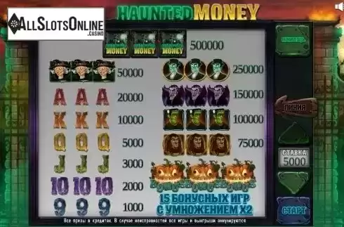 Paytable. Haunted Money Nudge from InBet Games