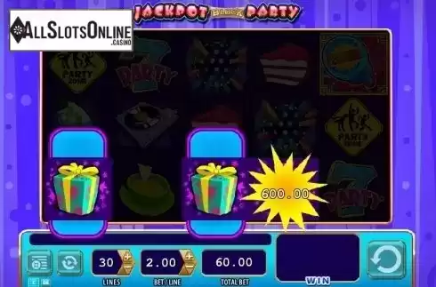 Bonus Symbols Win screen. Jackpot Block Party from WMS
