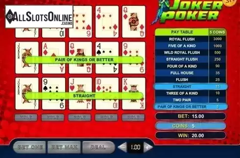 Win screen. Joker Poker 3 Hands from GVG