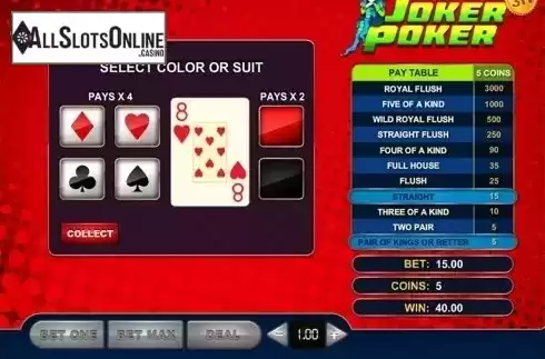 Double win screen. Joker Poker 3 Hands from GVG