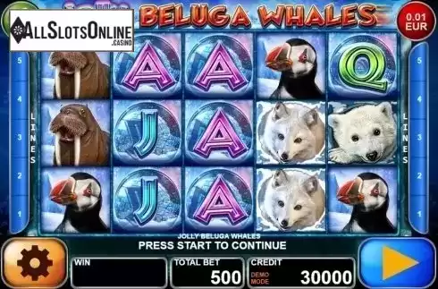 Reels screen. Jolly Beluga Whales from Casino Technology