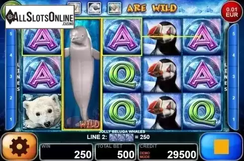 Wild Win screen. Jolly Beluga Whales from Casino Technology