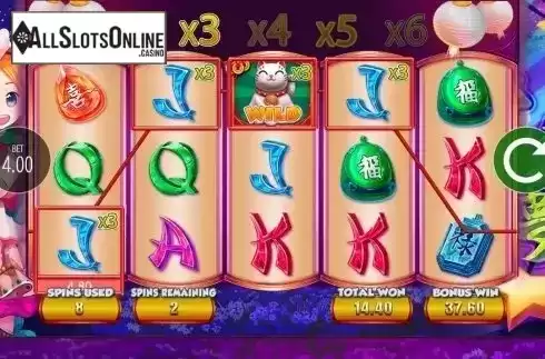 Win Screen. Lucky 8 Fortune Cat from Blueprint