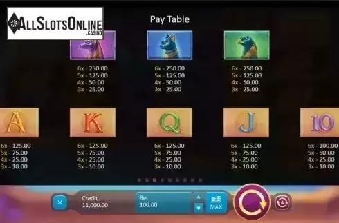 Paytable 3. Legend of Cleopatra from Playson