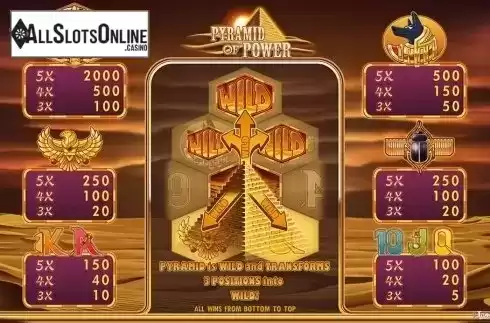 Paytable 1. Pyramid of Power HD from Merkur