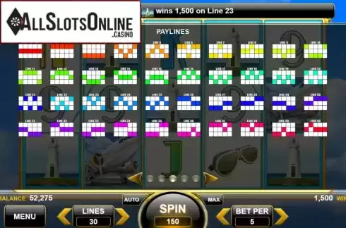 Paylines. Queen of the Skies from Spin Games