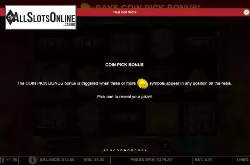 Coin pick bonus screen