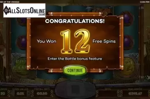 Free spins screen 1. Rise Of The Vikings from Leander Games