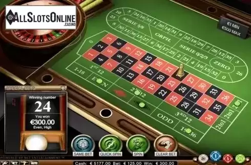 Game Screen. Roulette Pro (NetEnt) from NetEnt