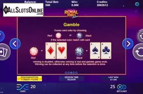 Gamble screen. Royal Jewels Deluxe from DLV