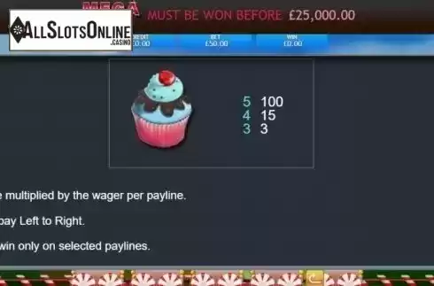 Paytable. Sugar Train Jackpot from Eyecon
